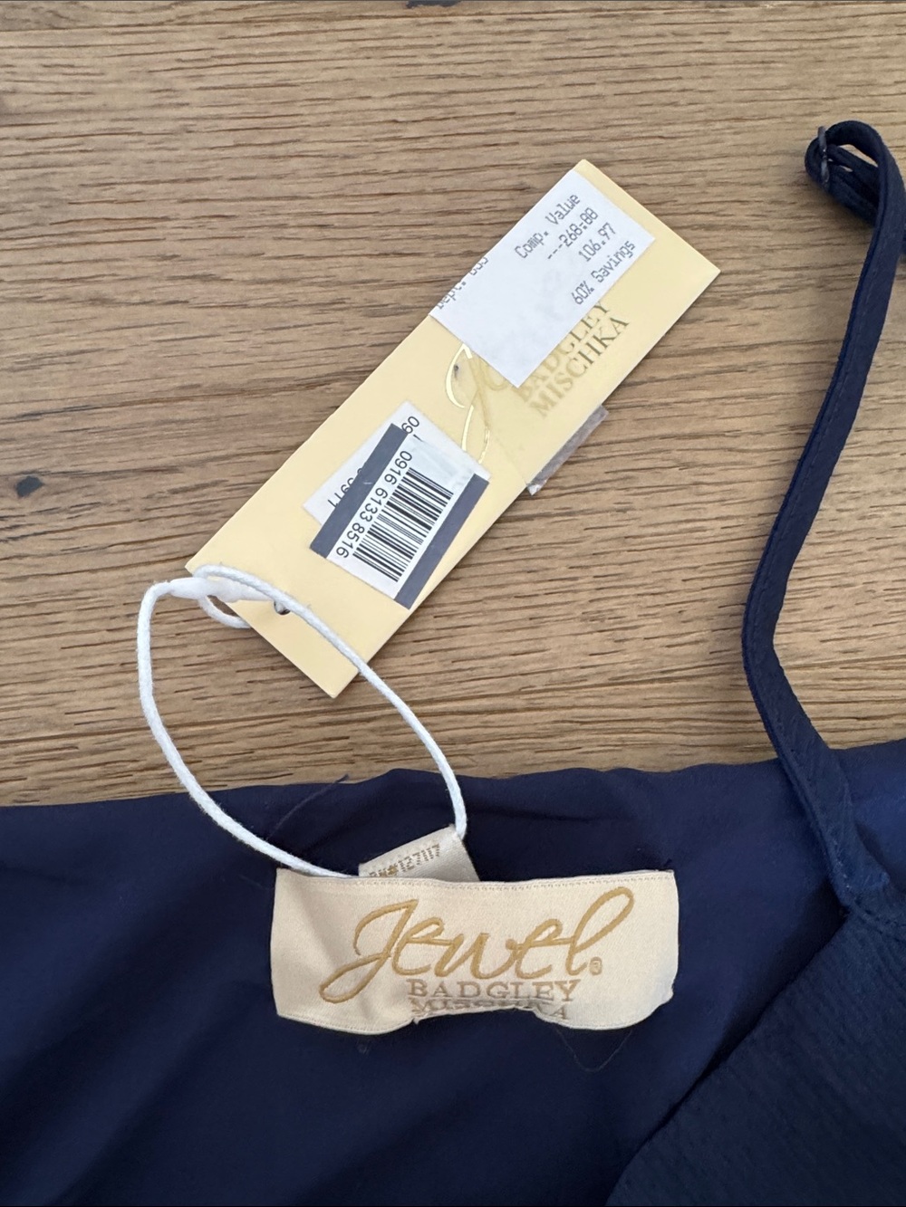 Jewel Badgley Mischka • NWT Navy Slip Maxi Dress with Spaghetti Straps - Picture 3 of 4